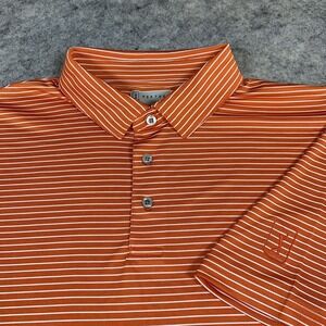 PGA Tour Golf Polo Men's Large Orange Striped Short-Sleeve Quick-Dry Performance